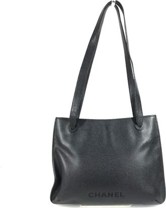 Chanel Black Grained Calfskin Shoulder Bag Tote Bag (Pre-Owned)