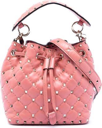 Valentino Pre-owned Valentino Small Leather Rockstud Spike Bucket Bag Ladies BL-PB59NAP0
