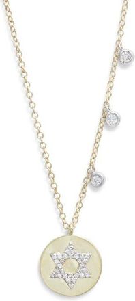 Meira T Diamond Star of David Disc Pendant Necklace in Gold at Nordstrom, Size 18