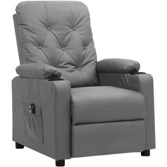 vidaXL Sill&oacute;n Reclinable El&eacute;ctrico De Cuero Sint&eacute;tico Gris Vidaxl