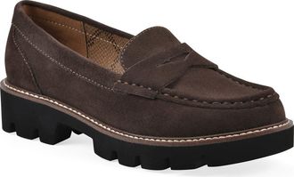 White Mountain Gunner Lug Sole Platform Loafer - Wide Width in Coco Brown /Suede at Nordstrom Rack, Size 8.5