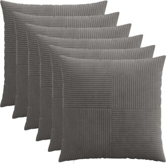 vidaXL Funda De Almohada 6 Pcs Almelo Gris Oscuro 55 X 55 Cm Pana Vidaxl