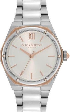Olivia Burton Sports Luxe Hexa Bracelet Watch, 33mm in White at Nordstrom Rack