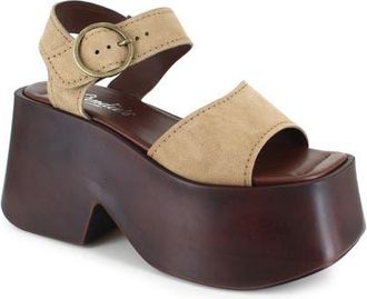 Candie's Anna Ankle Strap Platform Sandal in Taupe Suede at Nordstrom, Size 10Us