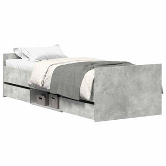 Berkfield Home Bed Frame with Headboard & Footboard Concrete Grey 100x200 cm