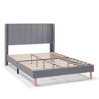 HOMN Estructura de cama tapizada de 30 cm, 150x190 cm, gris oscuro