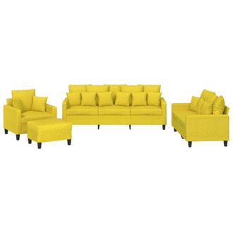 vidaXL Juego De Sof&aacute;s Con Cojines 4 Piezas Tela Amarillo Claro Vidaxl