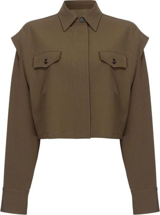Pinko Kort overhemd met zakken - Dames - Zomerjassen - Bruin - L - Polyester - Jassen