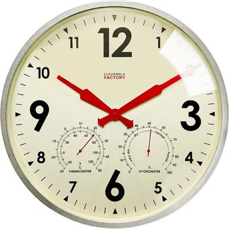 Cloudnola Factory Outdoor Wall Clock & Weather Station in Grey at Nordstrom, Size Large