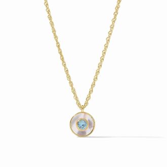 Julie Vos Womens Colette Circle Delicate Necklace In Chalcedony Blue