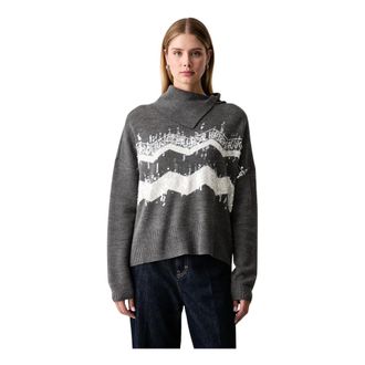 Liu Jo Jacquard trui van wolmix - Dames - Truien - Grijs - Maat: L Wol