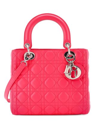 Dior Borsa a tracolla Lady Dior media in pelle di agnello trapuntata con motivo Cannage - Rosa
