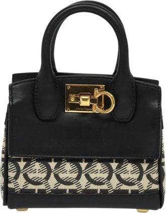 Ferragamo Gancini Black Leather Handbag (Pre-Owned)