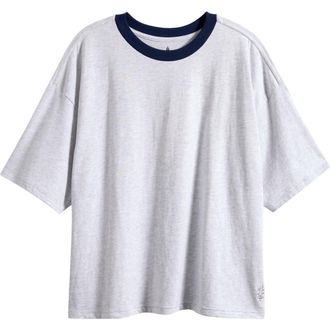 Free People Tackle Heather Oversize Cotton T-Shirt in White Heather Grey at Nordstrom, Size X-Small