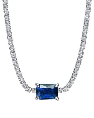 Genevive Silver Cz Solitaire Necklace