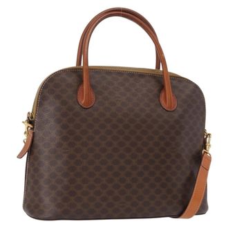 Celine Vintage Macadam Handbag Canvas And Leather Brown Canvas Handbag (Pre-Owned)
