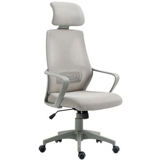 Vinsetto Mesh Back Office Chair w/ Adjustable Height Padded Headrest Grey | TJ Hughes