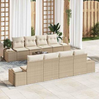 vidaXL Conjunto De Sof&aacute; De Jard&iacute;n 7 Pcs Beige Y Crema 55 X 55 X 37 Cm Vidaxl