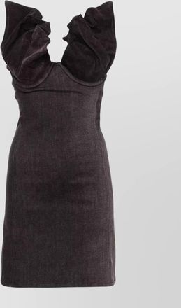 Y / Project denim oversized sweetheart-neck mini dress