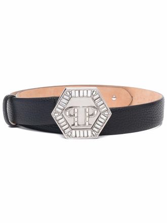 Philipp Plein Riem met logogesp - Zwart