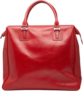 Bulgari Red Color Leather Boston Bag (Pre-Owned)