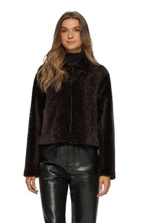 Gorski Textured Genuine Shearling Short Jacket in Brown at Nordstrom, Size X-Large