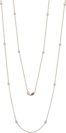 Suzy Levian 14k Rose Gold 2 CTTW Bezel Diamond Station Necklace (36 inch)