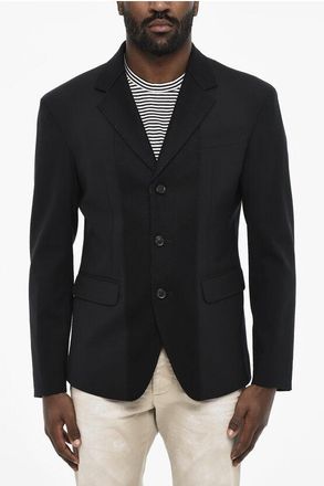 Dsquared2 Virgin Wool Blazer with 3 Buttons and Flap Pockets size 48
