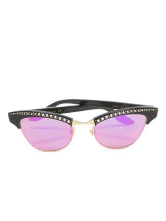 Gucci Zonnebril met cat-eye montuur en kristallen - Zwart