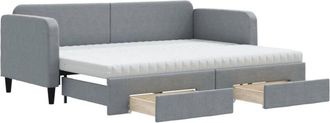 vidaXL Vidaxl - Sof&aacute; Cama Nido Con Cajones Tela Gris Claro 80x200 Cm