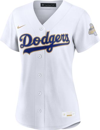 Nike Los Angeles Dodgers 2025 World Series Champion Gold Series Nike Womens MLB Stadium Jersey in White | RW260KQJLDW-Y6D