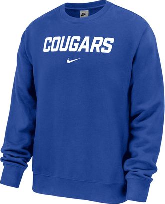 Nike BYU Cougars Club Fleece Nike Mens NCAA Pullover Crew-Neck Sweatshirt in Blue | M33234P826BGYU-RYL