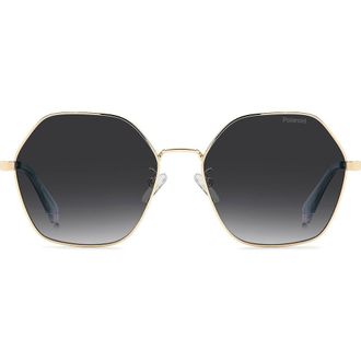 Polaroid 56mm Polarized Gradient Square Sunglasses in Gold/Grey at Nordstrom
