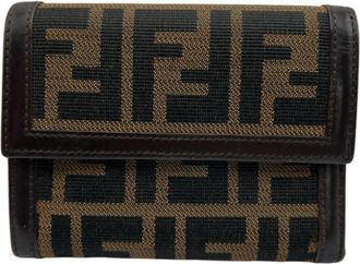 Fendi Zucca Brown Leather Wallet (Tri-Fold) (Pre-Owned)