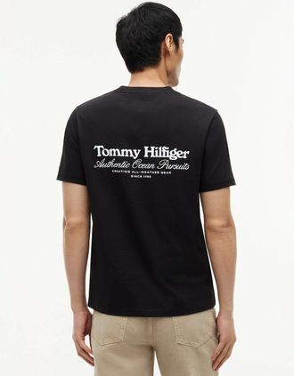 Tommy Hilfiger Mens Tommy Hilfiger Nautical Back Graphic Mens T-Shirt - Black - Size: 38