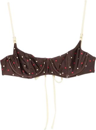Frankies Bikinis Cola Satin Top - Dames - Bikinis - Bruin - M - Nylon - Badmode