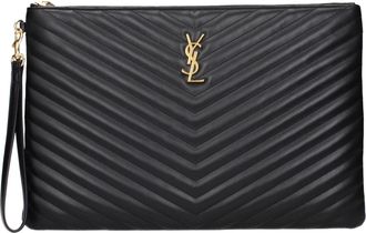 Saint Laurent Pochette Zwart Leren Vrouw