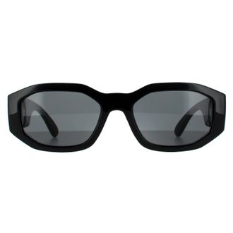 Versace Rectangle Unisex Black Dark Grey Sunglasses - One Size