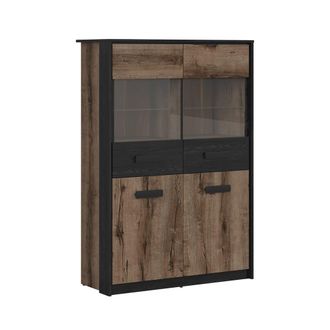 Petits Meubles Vitrina 4 puertas estratificado marr&oacute;n negro