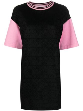 Moschino Jurk met jacquard logo - Zwart