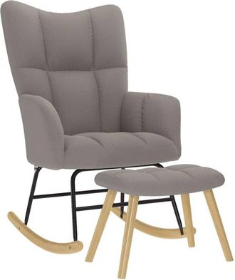 vidaXL Sill&oacute;n Mecedora Con Taburete Tela Gris Taupe Vidaxl