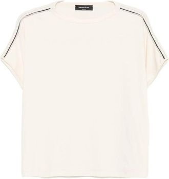 Fabiana Filippi T-shirt met streepdetail en ronde hals - Dames - T-shirts - Wit - S - Katoen - Tops