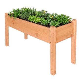 Relaxdays Jardinera Elevada Relaxdays, Huerto De Hierbas, 76 X 127 X 46 Cm, Balc&oacute;n/terraza, Madera De Abeto, Naranja
