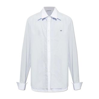 Acne Studios Gelaagde Poplin Blouse - Heren - Zakelijke Overhemden - Blauw - L - Katoen - Overhemden