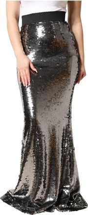Dolce & Gabbana High Waist Maxi Mermaid Rok - Dames - Maxi Rokken - Grijs - S - Katoen - Rokken
