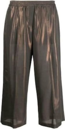 Brunello Cucinelli Metallic Wide-Leg Cropped Trousers, Brand Size 42 (US Size 8)