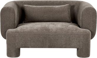 Beliani 2 Seater Sofa Brown Fabric Upholstery Plush Texture Cylindrical Legs Organic Style HOGBO