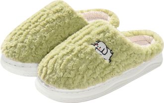 Generic Slides with Bows for Women Halloween Christmas Slippers Holiday Slipper House Shoes Slipper for Women Fuzzy Outdoor Indoor Bedroom Slippers (Green, 6)