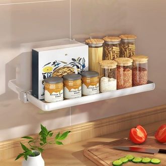 OEM Estanter&iacute;a De Cocina, Especiero, Plegable, 41,5 &times; 15 &times; 6,5 Cm - Almacenamiento De Cocina Sin Taladrar, Para Especias, Multifuncional - Blanco