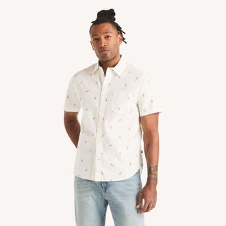 Nautica Mens Printed Oxford Short-Sleeve Shirt